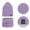 Комплект шарф-шапка однослойный хлопок эластан в полоску 48-56 лиловый
