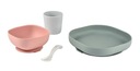 Тарелка, миска, чашка, ложка - силиконовый набор детский, Beaba