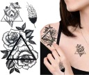 Геометрические Цветы ТАТУ с Розами ТРЕУГОЛЬНИКИ M149