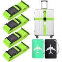 4x БАГАЖНЫЙ РЕМЕНЬ ДЛЯ КРЕПЛЕНИЯ ЧЕМОДАНА + 2 ЭТИКЕТКИ