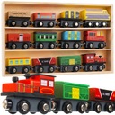 Деревянный поезд, магнитный поезд + вагоны, локомотив, набор для детей