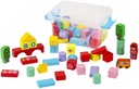 РАЗНОЦВЕТНЫЕ ДЕРЕВЯННЫЕ КОНСТРУКТОРЫ ДЛЯ ДЕТЕЙ 53 шт. В КОРОБКЕ
