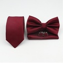 Мужской бордовый галстук-бабочка, галстук, нагрудный платок, запонки.