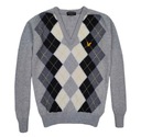 МУЖСКОЙ ДЖЕМПЕР LYLE & SCOTT ROMBY ВИНТАЖНЫЙ СЕРЫЙ ШЕРСТЯНОЙ ОРИГИНАЛ размер S