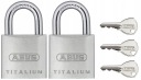 2 НАВЕСНЫХ ЗАМКА ABUS TITALIUM 1 КЛЮЧ СИСТЕМА 727 20 ММ