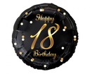 Фольгированный шар B&C Happy 18 Birthday, черный, золотой с принтом 18