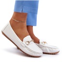 МОКАСИНЫ ЖЕНСКИЕ КЛАССИЧЕСКИЕ МОКАСИНЫ ИЗ ЭКО КОЖИ С ДЕКОРАЦИЕЙ, БЕЛЫЕ 38