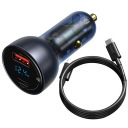 Автомобильное зарядное устройство Baseus 65W 5A USB-C кабель 1M