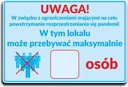 Naklejka MAKSYMALNA ILOŚĆ OSÓB W LOKALU SKLEPIE