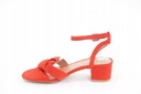 TOP SHOP sandále červené na nízkom podpätku kocky s mašličkou veľ. 36 Dĺžka vložky 23.5 cm
