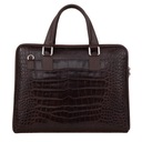 BRĄZOWA AKTÓWKA KROKO SKÓRA NATURALNA TORBA NA DOKUMENTY LAPTOPA VERA PELLE