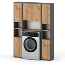 ШКАФ НАД СТИРАЛЬНОЙ МАШИНОЙ +2 СТОЛБ В ВАННОЙ СЕРЫЙ WOTAN