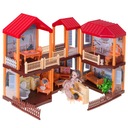Domček pre bábiky vila červená strecha osvetlenie + Výška produktu 68.8 cm