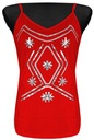 KOSZULKA DAMSKA BLUZKA TOP NA RAMIĄCZKA CEKINY CZERWONA M 38 MODEL:108B