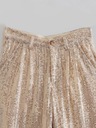 Elegantné dámske baggy nohavice dlhé zlaté veľkosť L Stredová část (výška v páse) vysoká