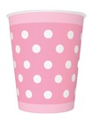 РОЗОВЫЕ БУМАЖНЫЕ СТАКАНКИ С ТОЧКАМИ 250мл 8 шт