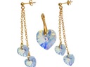 KOMPLET SERCE OPALIZUJĄCE ZŁOTEM SWAROVSKI CRYSTAL
