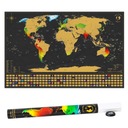 Скретч-карта с картой мира, черные и золотые большие образовательные флаги размера XXL в подарочном тубусе