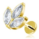 ЗОЛОТАЯ СЕРЬГА LABRET HELIX ЦИРКОНИЙ ТИТАН 1,2/7