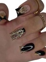 PRESS ON NAILS TIPS 24 BLACK GOLD французский блеск