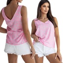 DAMSKA KOSZULKA NA RAMIĄCZKACH BLUZKA BEZ RĘKAWÓW RÓŻ GROCHY PRINT S/M