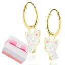 ЗОЛОТЫЕ СЕРЬГИ ДЛЯ ДЕВОЧКИ, КОШКИ, ПОДВЕСКИ, серебро 925 пробы