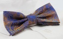 Мужской галстук-бабочка Alties с нагрудным платком — желтое золото, синий, восточный узор