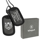 Двойной жетон черного цвета с гравировкой.