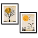 Постеры ДИПТИК закат журавли дерево [2А]