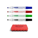 Набор для досок, 4 маркера + губка.