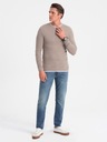 Bavlnený pánsky sveter s okrúhlym výstrihom studená béžová V9 OM-SWSW-0103 S Kolekcia Cotton Line