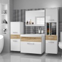 Мебель для ванной комнаты с ЗЕРКАЛОМ и ГЛЯНЦЕВОЙ РАКОВИНОЙ