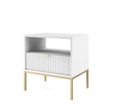 NOVA 54 белый прикроватный столик с золотым ящиком и рамой