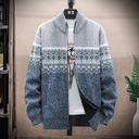 Pánsky sveter na zips kardigan jeseň zima hrubá vlna Ďalšia farba iná farba
