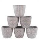 СЕРЫЙ КЕРАМИЧЕСКИЙ ЦВЕТОЧНЫЙ ГОРШОК С КОРИЧНЕВЫМ УЗОРОМ КРЫШКИ