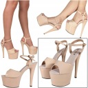 Женские сандалии на платформе бежевого цвета на высоком каблуке SexyHeels 37