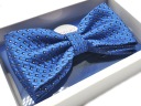МУЖСКОЙ СИНИЙ ГАЛСТУК-БАБОЧКА С УЗОРОМ + КАРМАННАЯ КЛЕТКА