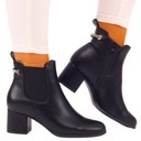 CZARNE BOTKI DAMSKIE NA OBCASIE SZTYBLETY SKÓRA