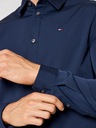Темно-синяя мужская рубашка, элегантная мужская рубашка приталенного кроя Tommy Hilfiger