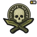 3D-НАШИВКА «NO KNIFE NO LIFE» — ЧЕРЕП И НОЖИ, M-TAC, ПВХ, ОЛИВКОВЫЙ ЦВЕТ
