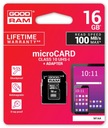 Карта microSDHC GOODRAM CL10 16 ГБ + адаптер