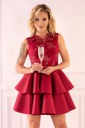 Elegancka sukienka Czerwona Falbany Zdobienie M Wzór dominujący bez wzoru