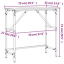 vidaXL Konzolový stolík, čierny, 75x32x75 cm, materiál na báze dreva Hmotnosť (s balením) 6.52 kg