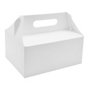 Белая картонная коробка для свадебного торта с ручкой 19х14х9см.