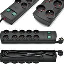 ЭЛЕКТРИЧЕСКАЯ ПОЛОСКА ДОМАШНИЙ УДЛИНИТЕЛЬ КАБЕЛЯ ВЫКЛЮЧАТЕЛЬ 10 РОЗЕТ КАБЕЛЬ 2 МЕТРА