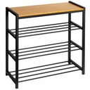 МЕТАЛЛИЧЕСКАЯ ПОЛКА-ОРГАНИЗАТОР ПОЛКА ДЛЯ ОБУВИ КНИЖНЫЙ ШКАФ С ДЕРЕВЯННОЙ ПОЛКОЙ 4 УРОВНЯ