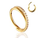 Серьги-кликер для пирсинга, двойное золото, Conch Helix, ТИТАН 1,2/10