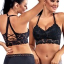 ЧЕРНЫЙ КРУЖЕВНОЙ ТОП КОРОТКИЙ БЮСТГАЛЕНТ ПУШАП С КРУЖЕВОМ НА ВЫРЕЗЕ 38 М