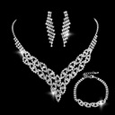 Свадебный комплект ювелирных изделий Ожерелье Браслет Серьги Стразы Свадьба