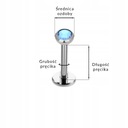 Kolczyk - Tytanowy SREBRNY Labret z błękitną cyrkonią. Rozmiar 1,2/10/3 Materiał mający kontakt z ciałem tytan chirurgiczny